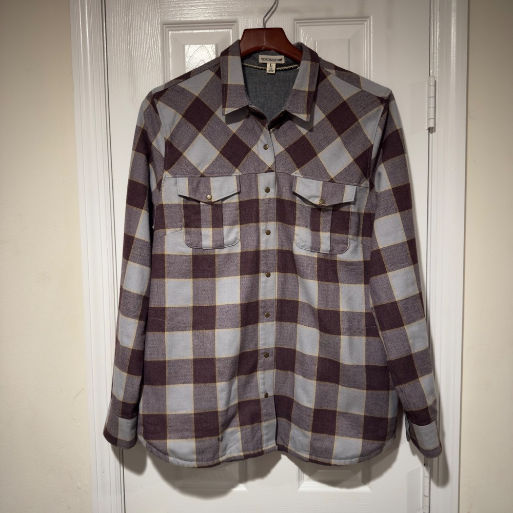 Toad&Co Jacquette Overshirt‎ Large Plaid Recycled Cotton Shacket